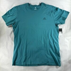 Adidas small logo Men's Aqua Short Sleeve Tee workout active casual golf cotton